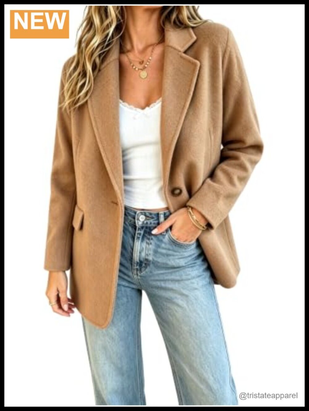 Wool Blend Blazer Suit Jacket Business Office Pea Coat